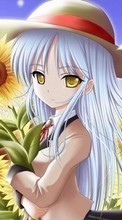 New mobile wallpapers - free download. Anime, Flowers, Girls, Sunflowers, Plants picture and image for mobile phones.