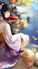 New mobile wallpapers - free download. Anime, Girls, Autumn picture and image for mobile phones.
