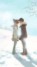 New mobile wallpapers - free download. Anime, Love, Winter picture and image for mobile phones.