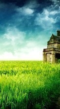 New 540x960 mobile wallpapers Landscape, Houses, Grass, Sky, Art, Architecture free download.