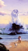 New 540x960 mobile wallpapers Landscape, Humans, Fantasy, Art, Sea, Love, Valentine&#039;s day free download.