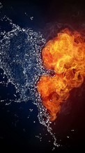 New mobile wallpapers - free download. Art, Valentine&#039;s day, Background, Love, Fire, Hearts, Water picture and image for mobile phones.