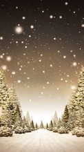 New mobile wallpapers - free download. Landscape, Winter, Trees, Art, Roads, Snow, Fir-trees picture and image for mobile phones.
