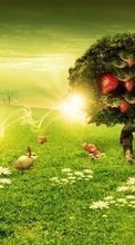 New 240x320 mobile wallpapers Landscape, Fantasy, Strawberry, Art free download.