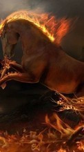 New mobile wallpapers - free download. Animals, Fantasy, Art, Horses, Fire picture and image for mobile phones.