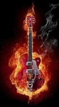 New 1280x800 mobile wallpapers Music, Art, Fire, Instrument, Guitars, Objects free download.
