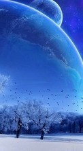 New 240x400 mobile wallpapers Landscape, Winter, Sky, Art, Planets free download.