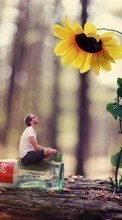 New mobile wallpapers - free download. Art photo, Flowers, People, Men, Sunflowers picture and image for mobile phones.