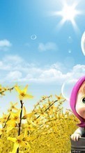 New mobile wallpapers - free download. Masha and the Bear, Children, Cartoon, Sun picture and image for mobile phones.