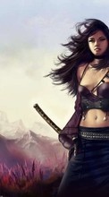 New mobile wallpapers - free download. Asian, Girls, Mountains, People, Swords, Pictures picture and image for mobile phones.