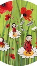 New mobile wallpapers - free download. Ladybugs, Cartoon, Plants, Pictures picture and image for mobile phones.