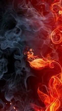 New mobile wallpapers - free download. Flowers, Smoke, Background, Fire picture and image for mobile phones.