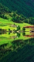 New mobile wallpapers - free download. Trees, Houses, Mountains, Lakes, Landscape picture and image for mobile phones.