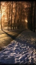 New mobile wallpapers - free download. Landscape, Winter, Trees, Roads, Snow picture and image for mobile phones.