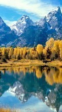 New mobile wallpapers - free download. Landscape, Water, Trees, Mountains, Autumn picture and image for mobile phones.