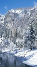 New 480x800 mobile wallpapers Landscape, Winter, Rivers, Trees, Mountains, Snow free download.