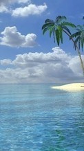 New 540x960 mobile wallpapers Landscape, Water, Trees, Sea, Palms, Summer free download.