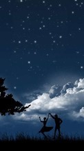 New mobile wallpapers - free download. Trees, People, Sky, Night, Clouds, Pictures, Dance, Stars picture and image for mobile phones.