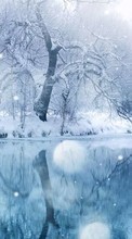 New mobile wallpapers - free download. Trees,Landscape,Rivers,Winter picture and image for mobile phones.