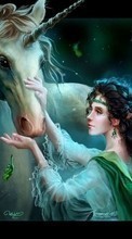 New mobile wallpapers - free download. Girls,Unicorns,Fantasy picture and image for mobile phones.