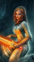 New mobile wallpapers - free download. Girls, Fantasy, Swords picture and image for mobile phones.
