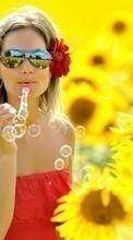 New mobile wallpapers - free download. Girls,People,Sunflowers picture and image for mobile phones.