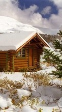 New 1280x800 mobile wallpapers Landscape, Winter, Houses, Fir-trees free download.