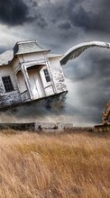 New mobile wallpapers - free download. Houses, Fantasy, Clouds, Fields, Funny picture and image for mobile phones.