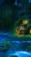 New mobile wallpapers - free download. Houses, Fantasy, Landscape, Rivers picture and image for mobile phones.