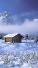 New mobile wallpapers - free download. Houses, Mountains, Landscape, Snow, Winter picture and image for mobile phones.