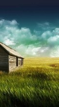 New mobile wallpapers - free download. Landscape, Houses, Grass, Sky picture and image for mobile phones.