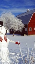 Houses, Snowman, Landscape, Snow, Winter for Lenovo TAB 2 A7 30DC