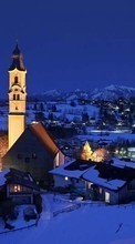 New mobile wallpapers - free download. Landscape, Cities, Winter, Houses, Night, Snow picture and image for mobile phones.