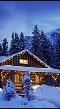 New 1024x600 mobile wallpapers Landscape, Winter, Houses, New Year, Christmas, Xmas free download.
