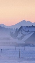New 240x400 mobile wallpapers Landscape, Winter, Houses free download.