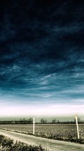 Roads, Sky, Clouds, Landscape, Fields for HTC Hero