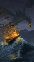 Water, Fantasy, Ships, Dragons, Fire for LG G Pad 7.0 V400