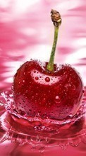 New mobile wallpapers - free download. Water, Sweet cherry, Food, Cherry, Drops, Berries picture and image for mobile phones.