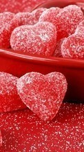 New mobile wallpapers - free download. Food, Background, Candies, Hearts picture and image for mobile phones.