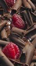 New mobile wallpapers - free download. Food, Background, Raspberry, Chocolate picture and image for mobile phones.