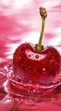New mobile wallpapers - free download. Food, Fruits, Drops, Cherry, Water picture and image for mobile phones.