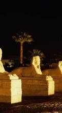 New mobile wallpapers - free download. Egypt, Night, Landscape, Sphinx picture and image for mobile phones.