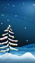 New 128x160 mobile wallpapers Holidays, Winter, New Year, Fir-trees, Christmas, Xmas, Drawings free download.