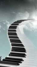 New mobile wallpapers - free download. Fantasy, Background, Piano, Sky, Clouds picture and image for mobile phones.