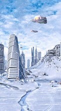 New mobile wallpapers - free download. Fantasy, Cities, Landscape, Snow picture and image for mobile phones.