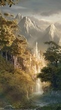 New mobile wallpapers - free download. Fantasy, Mountains, Landscape, Castles picture and image for mobile phones.