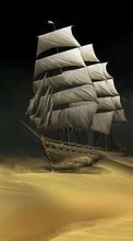 New mobile wallpapers - free download. Fantasy, Ships, Landscape, Sand, Desert, Transport picture and image for mobile phones.