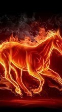 New mobile wallpapers - free download. Background,Horses,Fire picture and image for mobile phones.