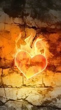 New mobile wallpapers - free download. Background, Fire, Hearts picture and image for mobile phones.