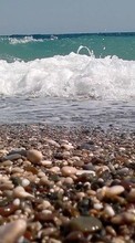New mobile wallpapers - free download. Pebble, Sea, Landscape, Beach, Waves picture and image for mobile phones.